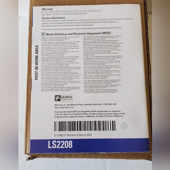 Symbol Motorola LS2208 Barcode Scanner w/USB Cable - NEW - Picture 7 of 8